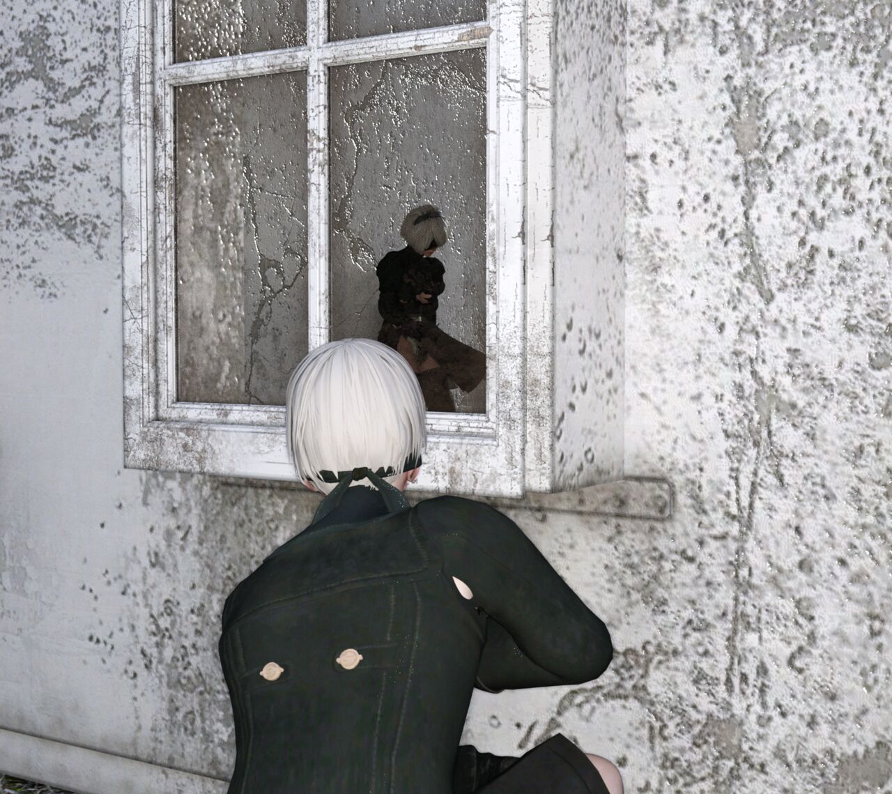 NieR:Automata 9S looking into 2B masturbation page 4 full