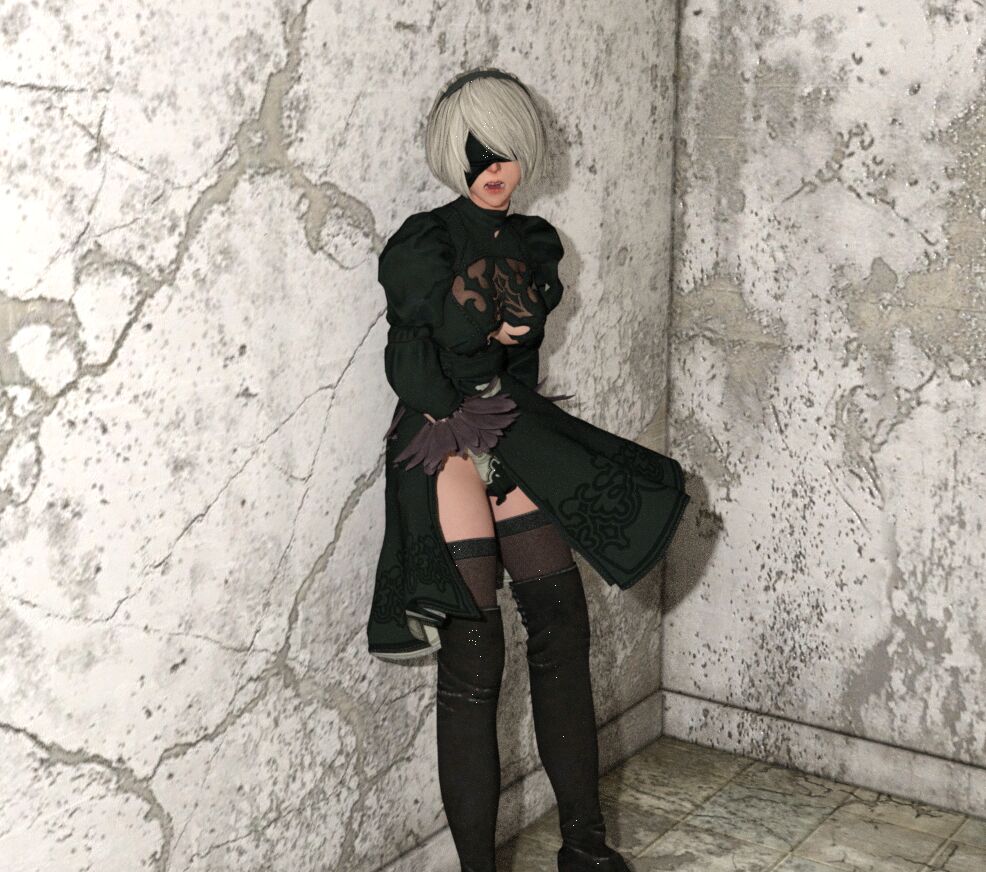 NieR:Automata 9S looking into 2B masturbation page 9 full