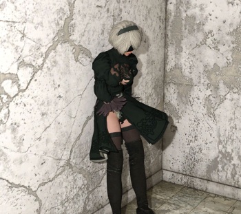 NieR:Automata 9S looking into 2B masturbation cover