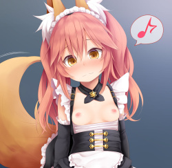 メイド服のロリ玉藻ちゃんに攻められました