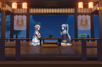 Genshin Impact Lumine x Ayaka Foot Worship cover