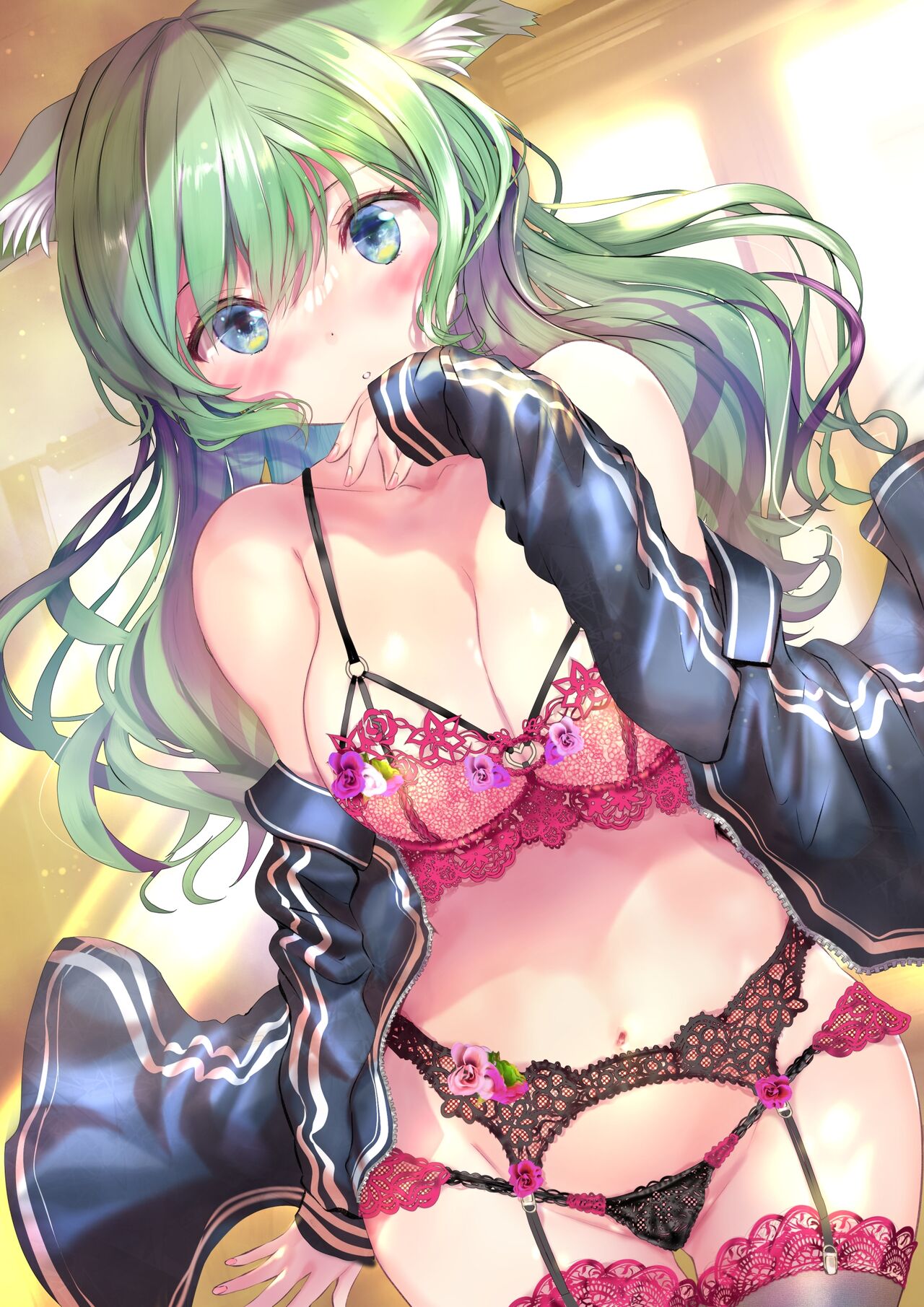 Skeb Irai Lingerie Ryokuhatsu Mitsune Musume page 1 full