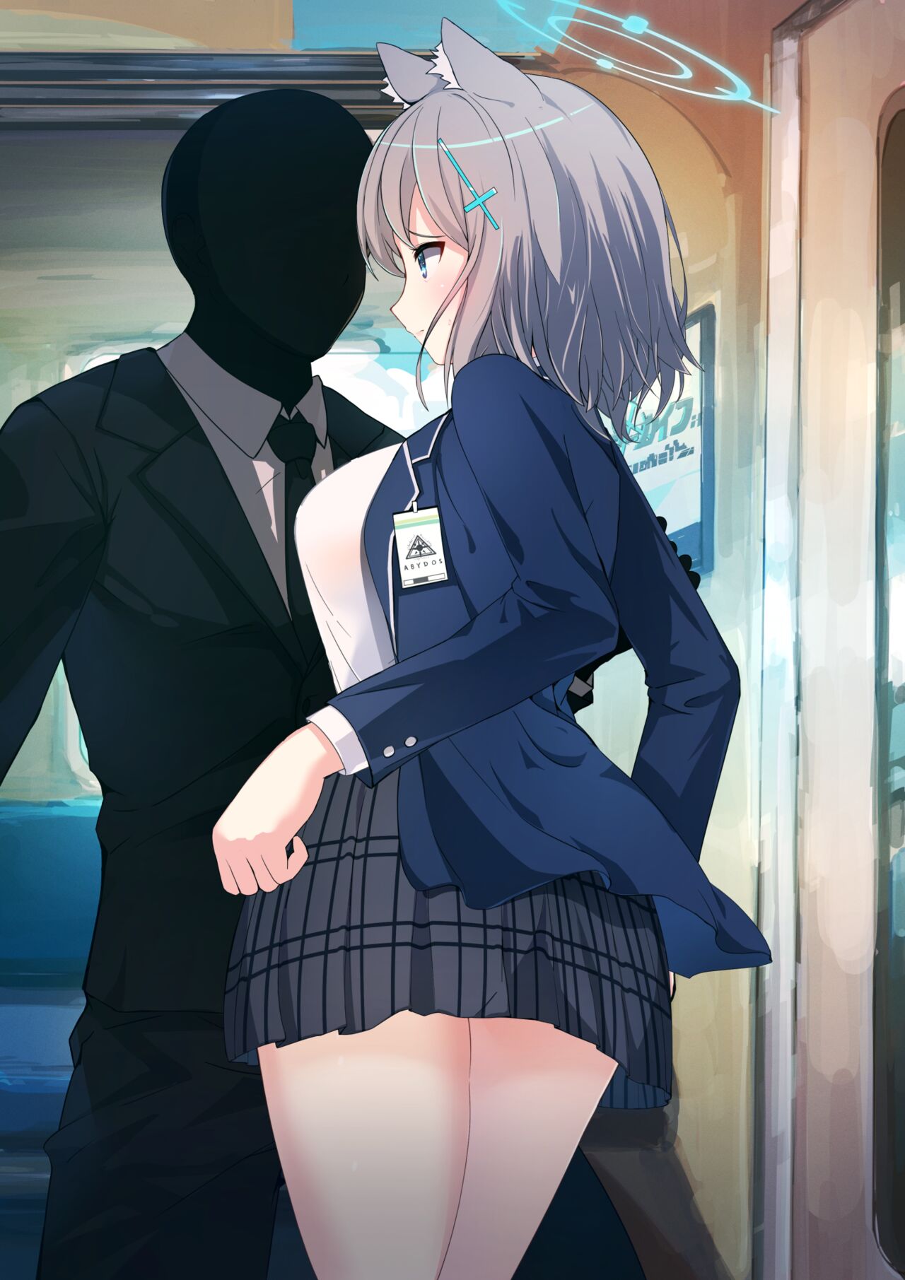 Sunaookami Shiroko, Blue Archive, molester ／ シロコ 電車で（差分あり） - pixiv page 9 full