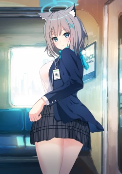 Sunaookami Shiroko, Blue Archive, molester ／ シロコ 電車で（差分あり） - pixiv