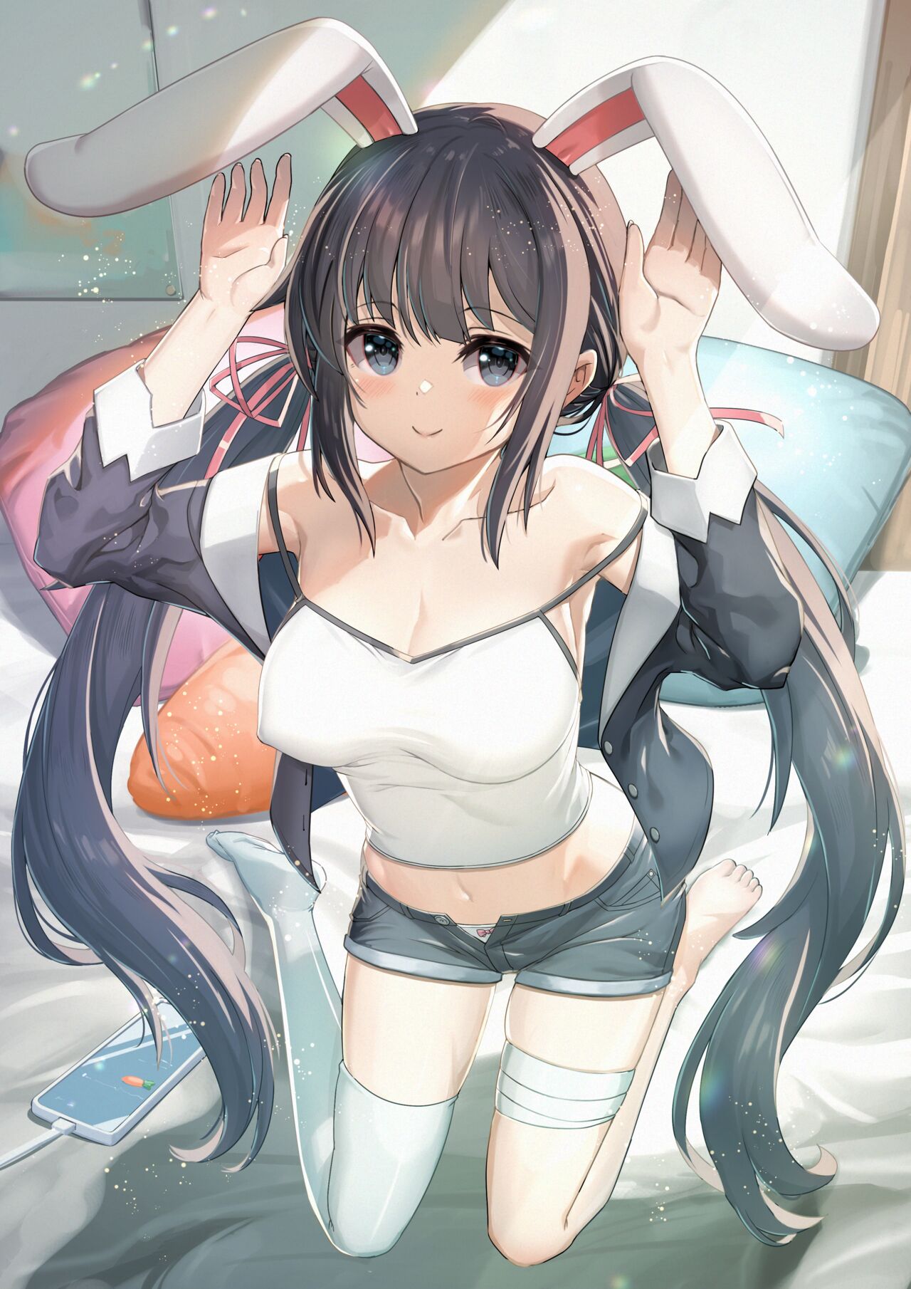 girl, short pants, barefoot ／ リクエストで描かせていただきました page 1 full