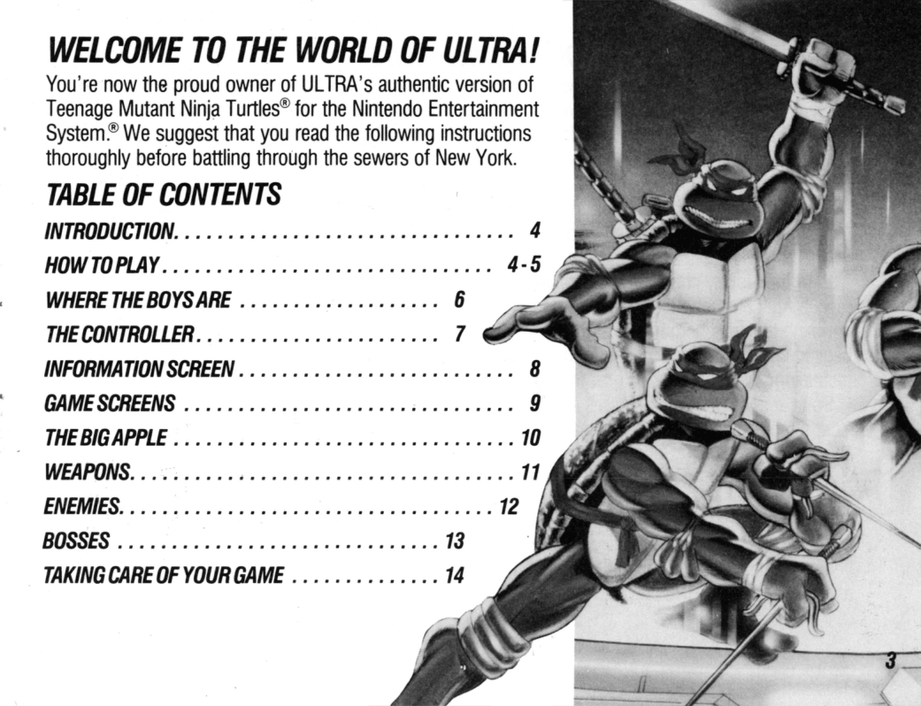 NES TMNT Manual page 3 full