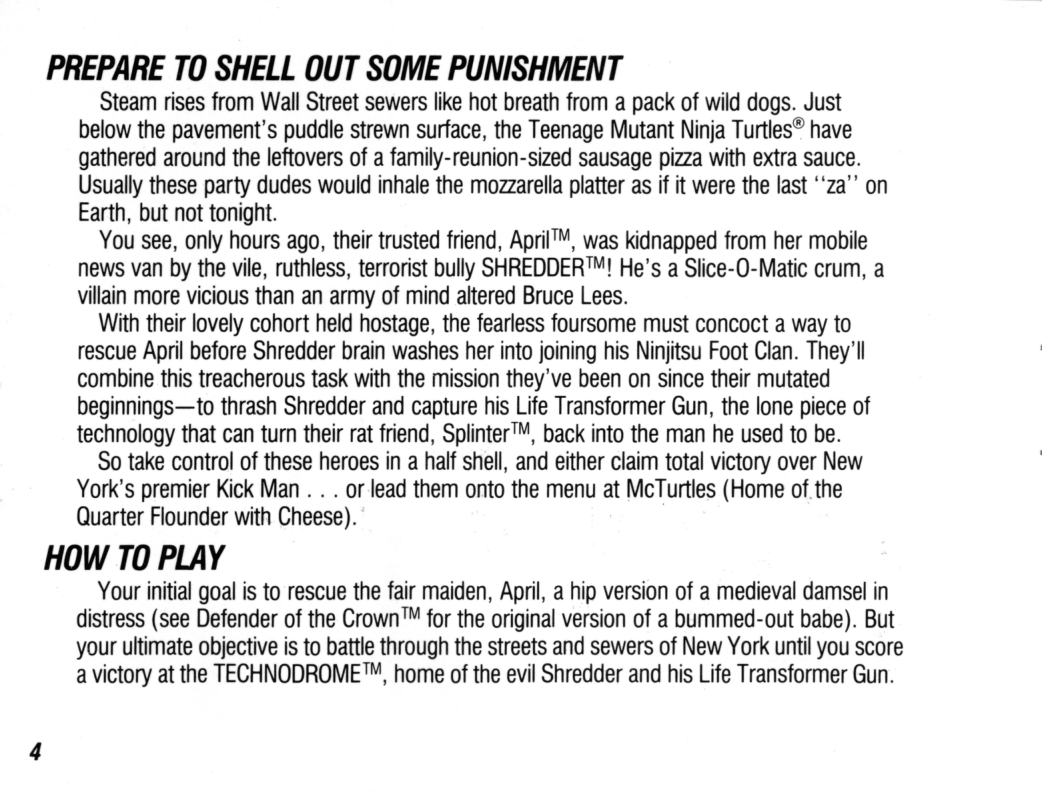 NES TMNT Manual page 4 full