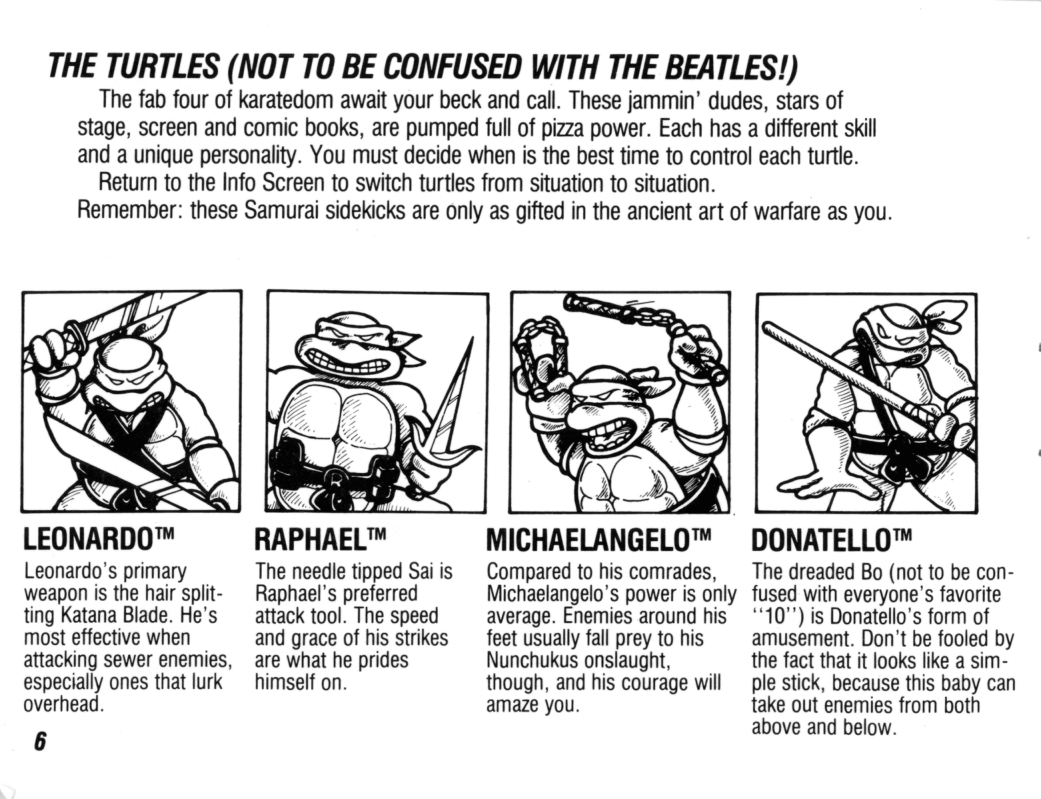 NES TMNT Manual page 6 full
