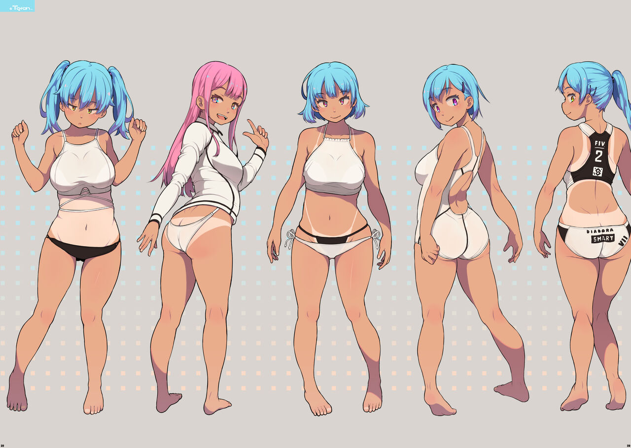 Tanned Girl Blue Hair #3 page 2 full