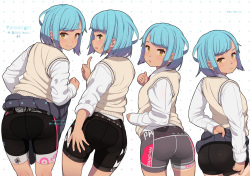 Tanned Girl Blue Hair #2