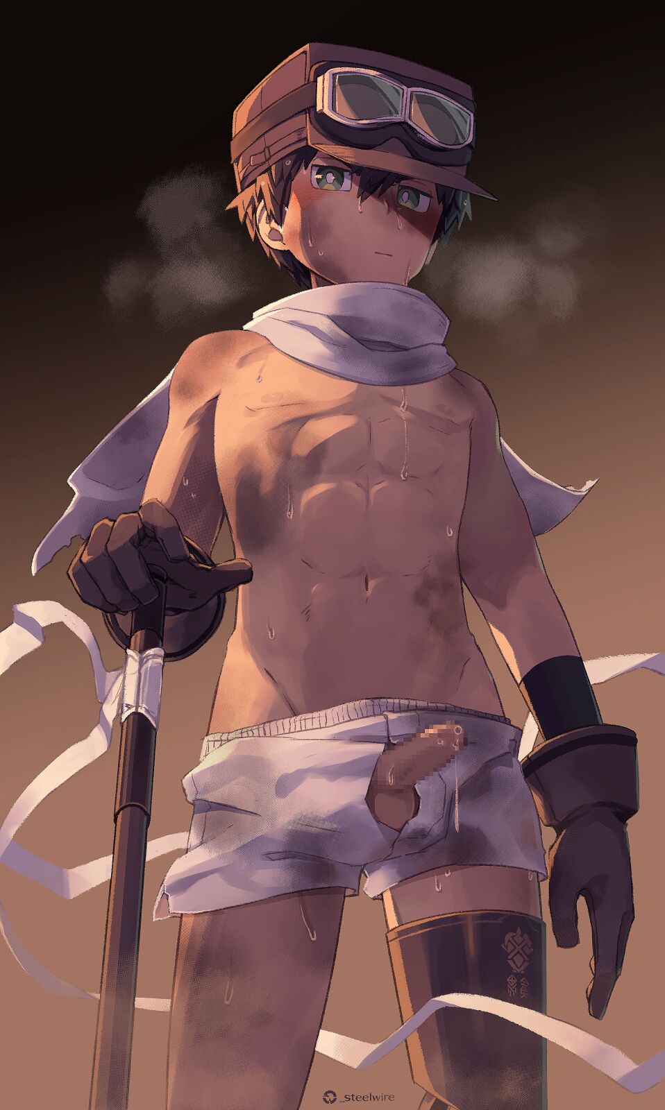 イラスト+SS｜炭鉱少年が罰としてXXXな格好で仕事をするはなし page 4 full