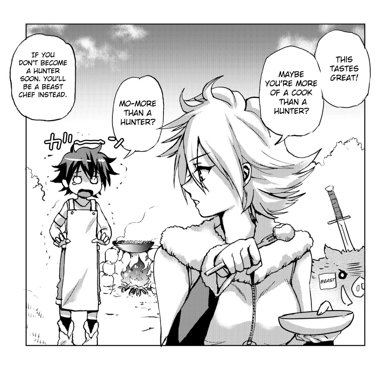 Hunter Onee-san to Minarai Shounen  4-koma page 2 full