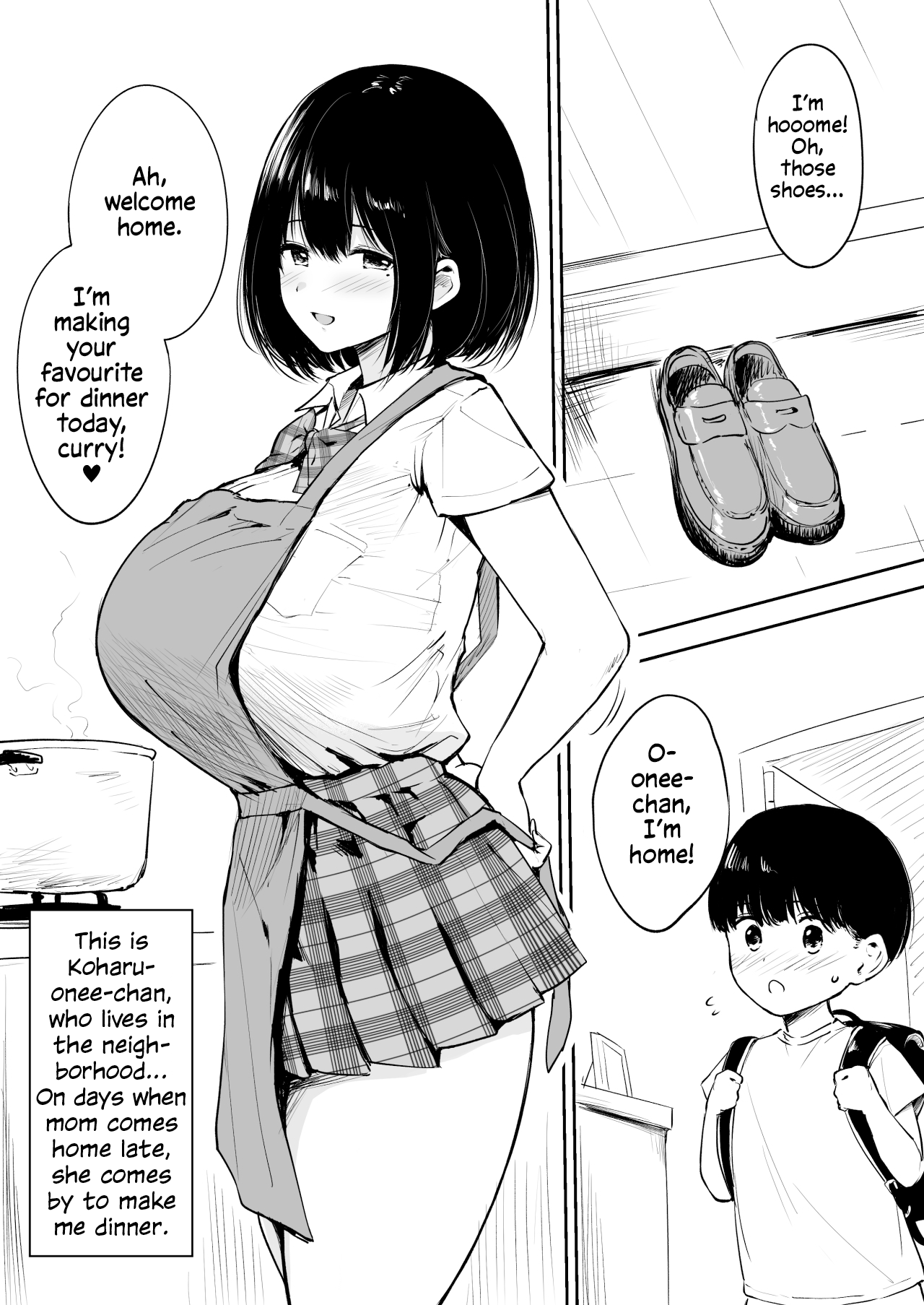 Kinjo no Onee-chan to Orusu Ban | Home Alone with the Neighborhood Onee-chan page 1 full