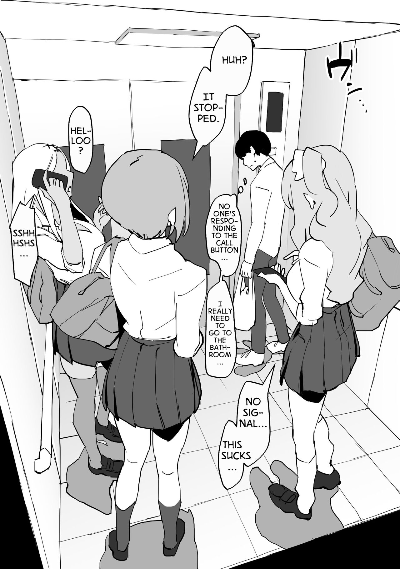 Gal to Elevator ni Tojikomerareta | Trapped in an Elevator With a Bunch of Gals page 4 full
