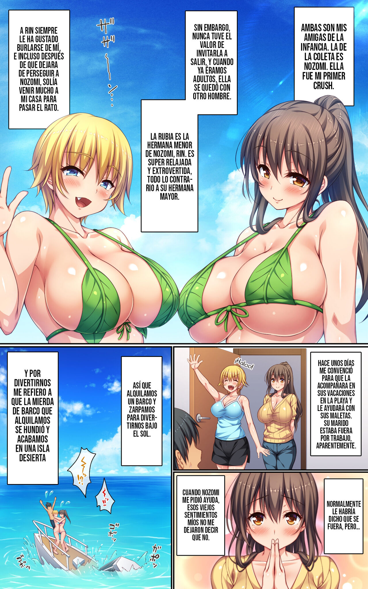 Kyonyuu Hitozuma Shimai to Mujintou de Fuufu Gokko Icha Love Sex | JUEGO DE ROLES ENTRE MARIDO Y MUJER Y SEXO EROTICO EN UNA ISLA DESHABITADA CON DOS HERMANAS CASADAS page 2 full