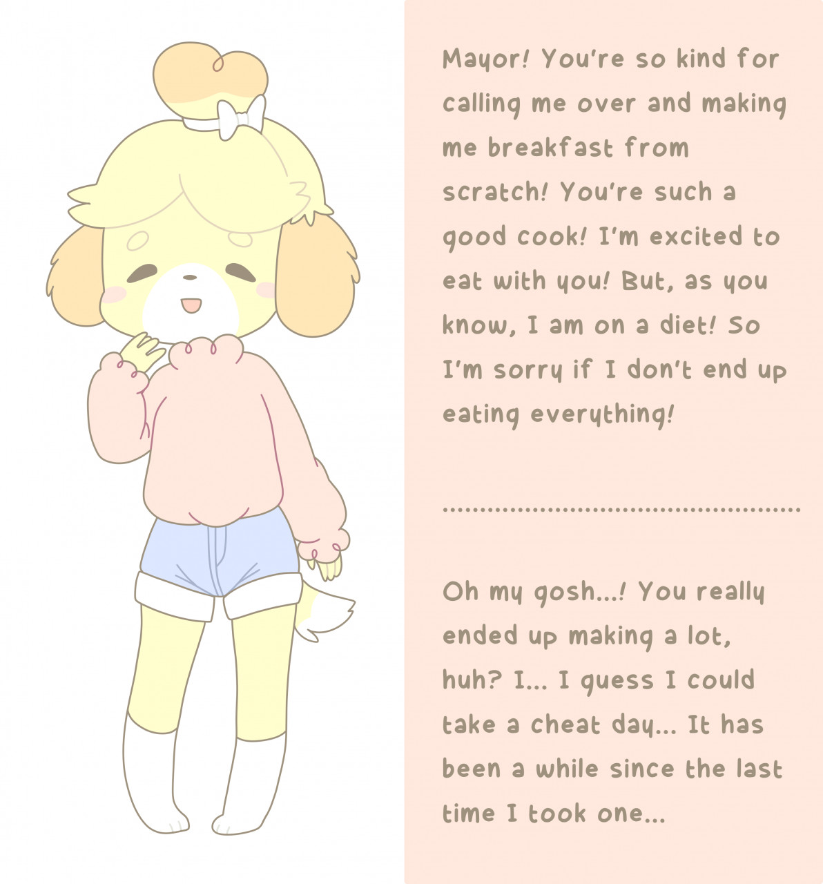 Pompuffy - Animal Crossing Isabelle Belly Expansion Weight Gain Sequence page 1 full