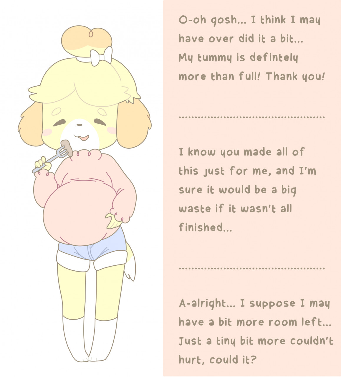 Pompuffy - Animal Crossing Isabelle Belly Expansion Weight Gain Sequence page 2 full