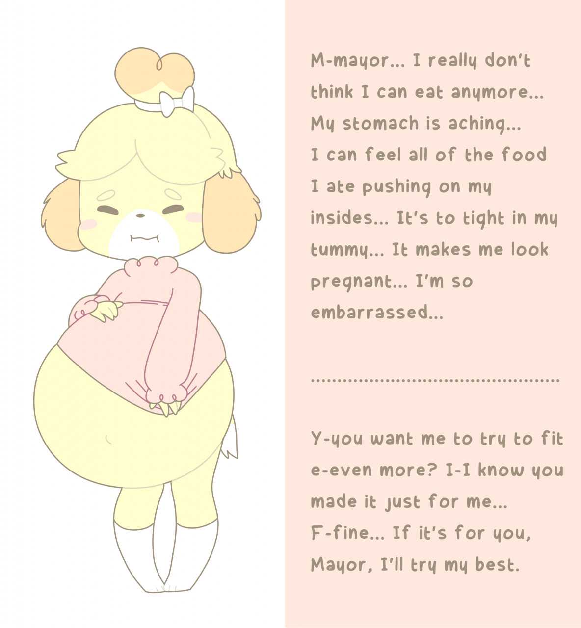 Pompuffy - Animal Crossing Isabelle Belly Expansion Weight Gain Sequence page 3 full