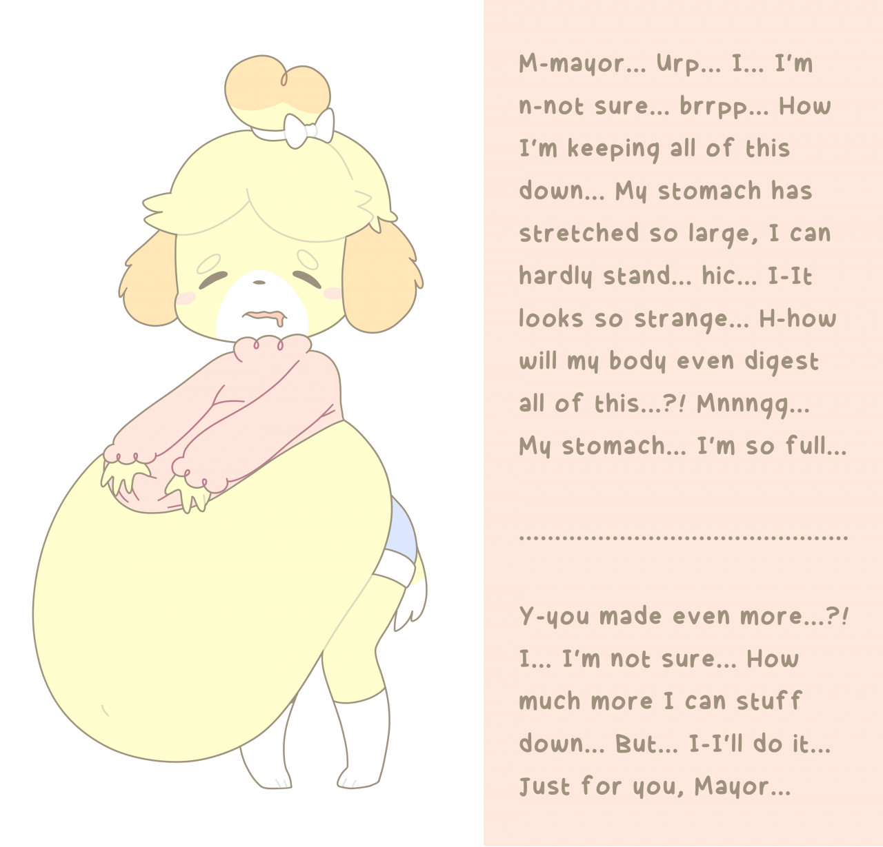 Pompuffy - Animal Crossing Isabelle Belly Expansion Weight Gain Sequence page 4 full
