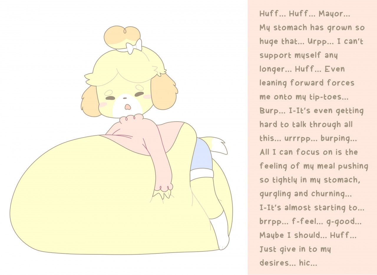 Pompuffy - Animal Crossing Isabelle Belly Expansion Weight Gain Sequence page 6 full