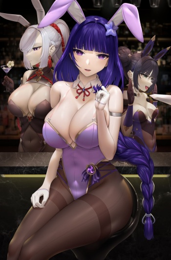 Raiden, Shenhe, Mona-chan cover
