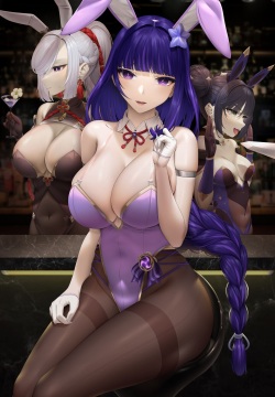 Raiden, Shenhe, Mona-chan