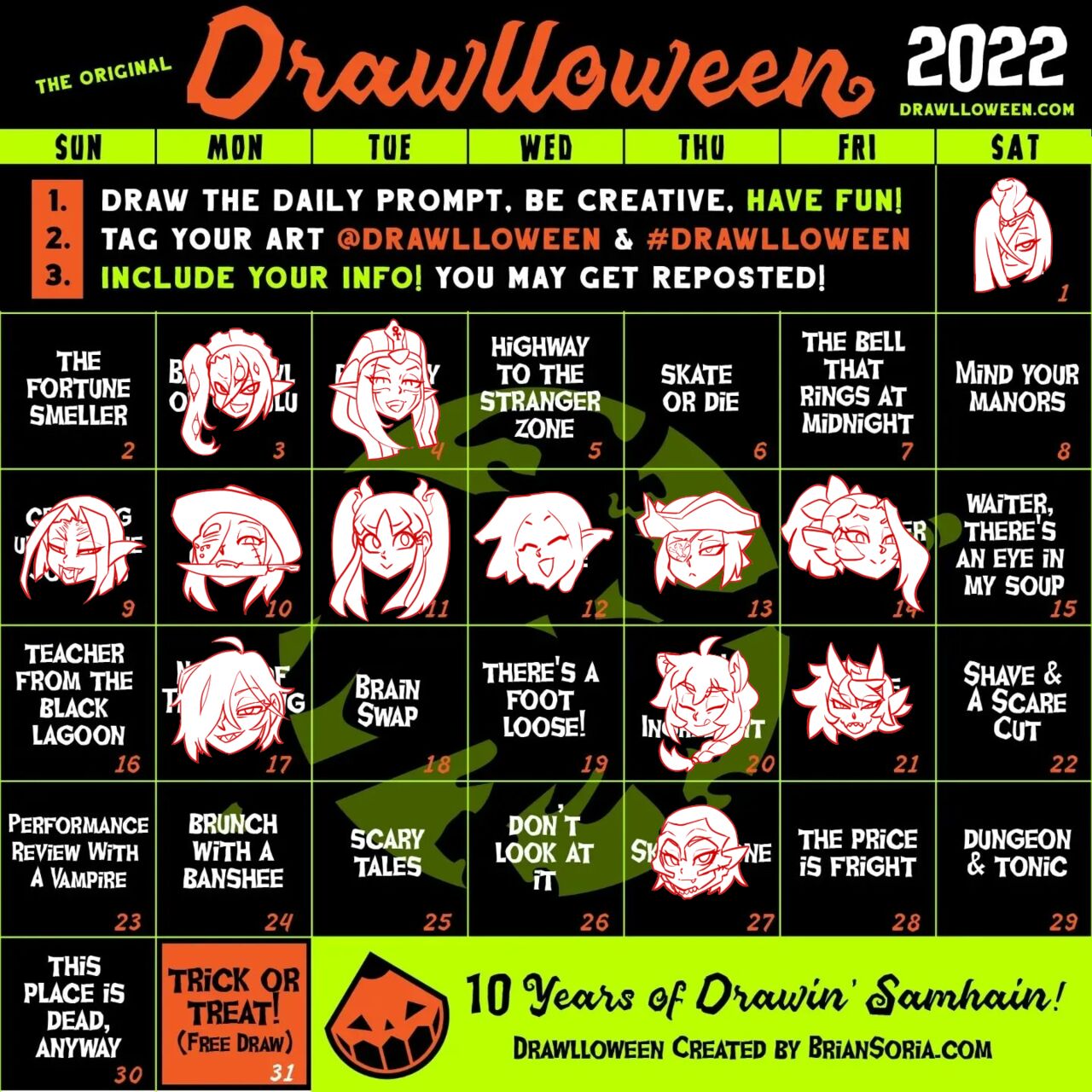 Drawlloween 2022 page 1 full
