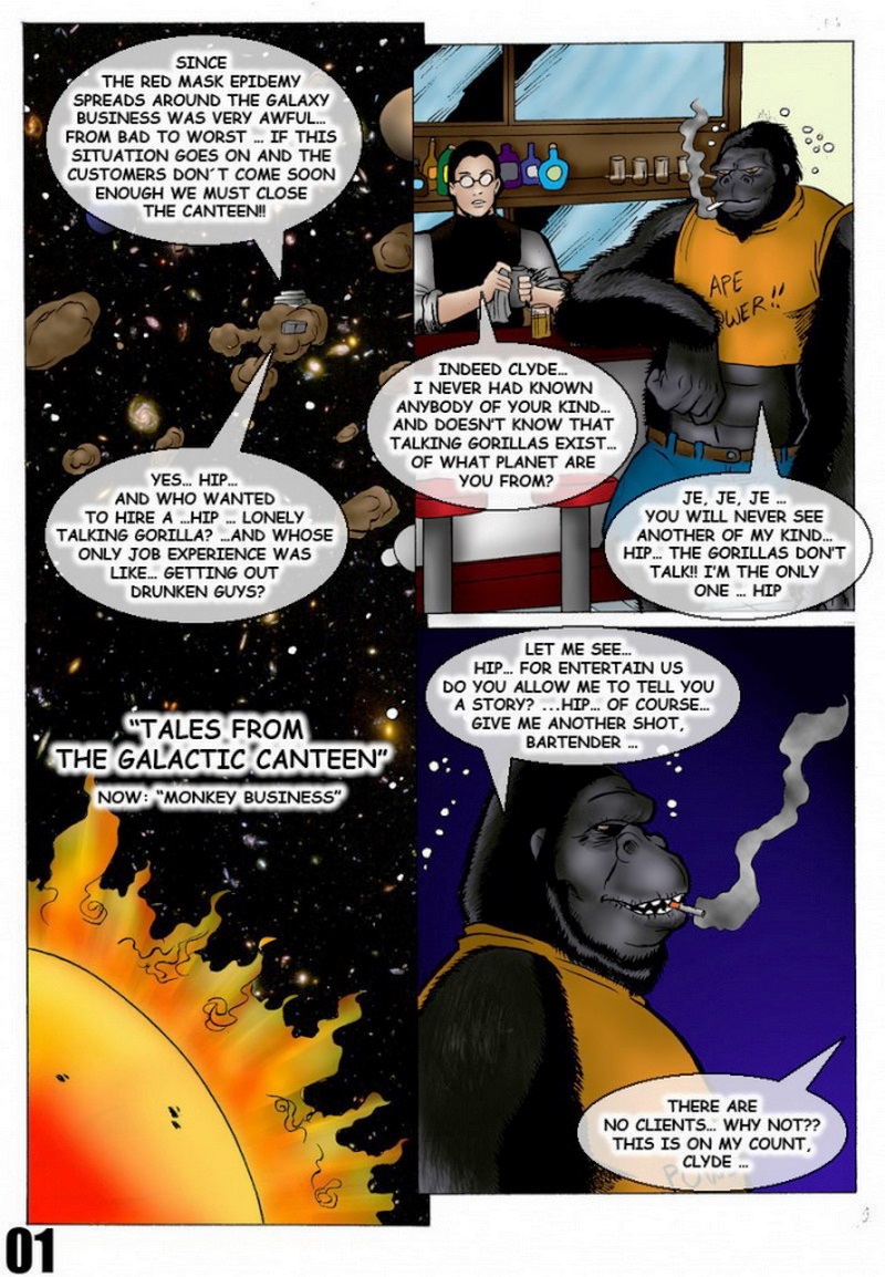 BadGirlsArt - Tales from the Galactic Canteen - Monkey Business page 1 full