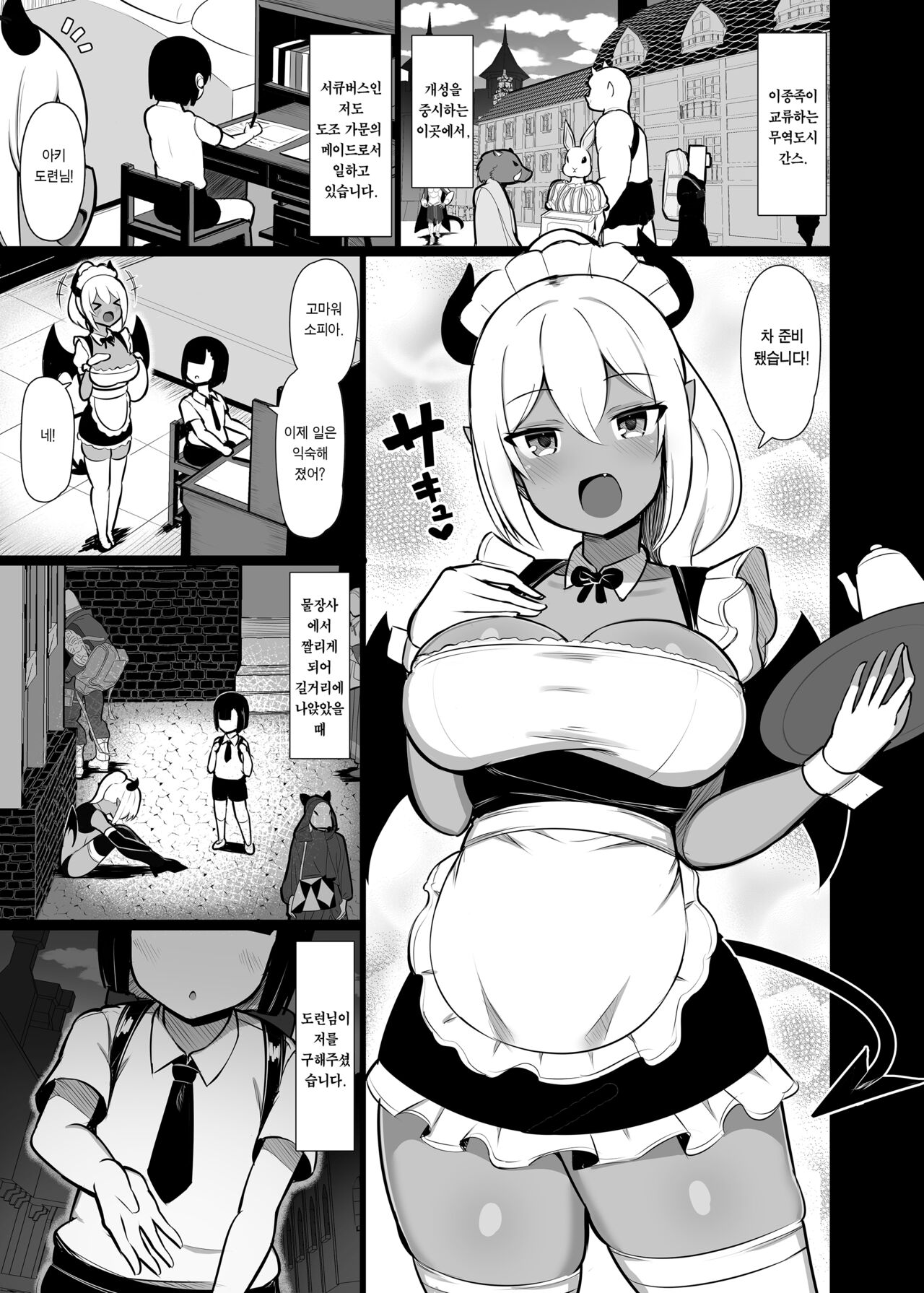 Goshujin-sama no Ochinchin wa Yuzurenai ~Succubus Maid to Nukirobo Maid~ | 주인님의 자지는 뺏길 수 없어 ~서큐버스 메이드와 착정로봇 메이드~ page 3 full