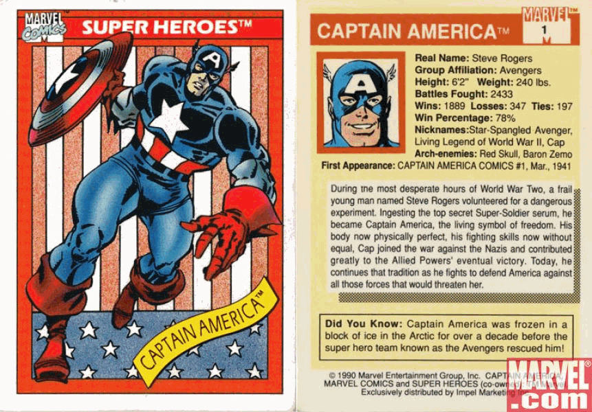 Marvel Universe I Cards page 1 full