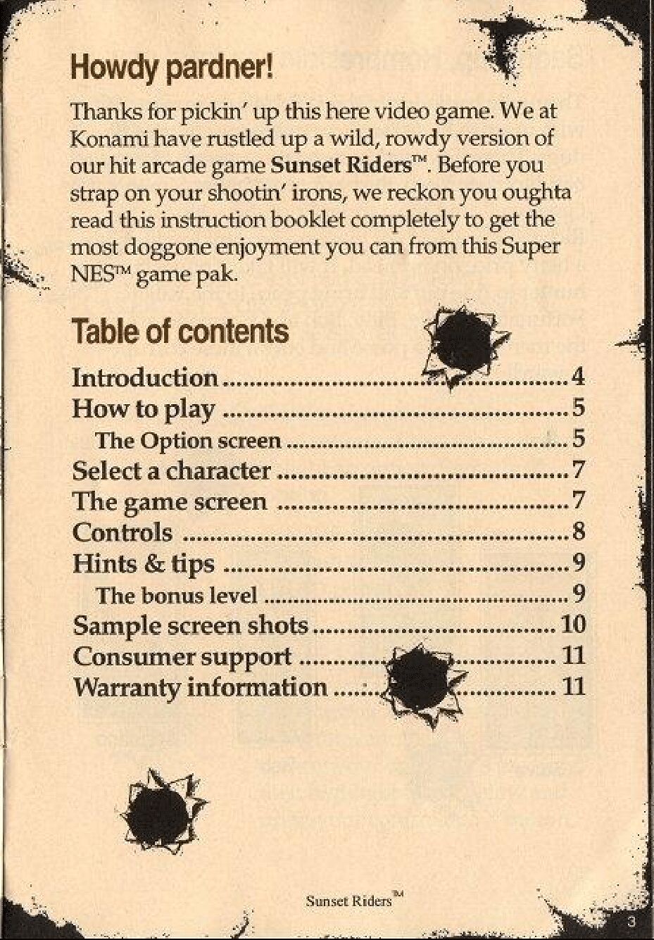 Sunset Riders Manual page 3 full
