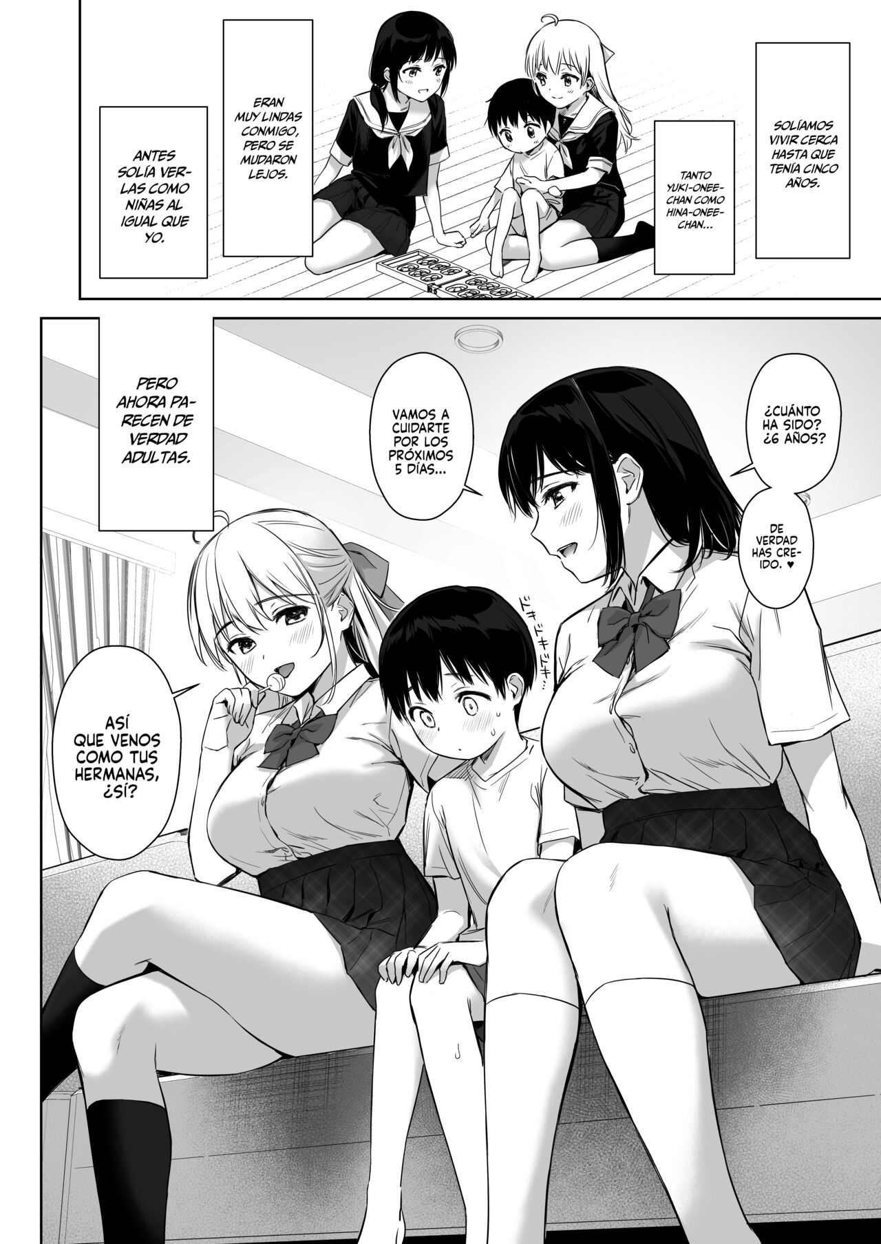 Naisho no Hajimete ~Suunenburi ni Atta Shinseki no Bijin JK Shimai ni Ecchi no Tehodoki Sarechaimasu~ | Nuestra Secreta Primera Vez page 5 full