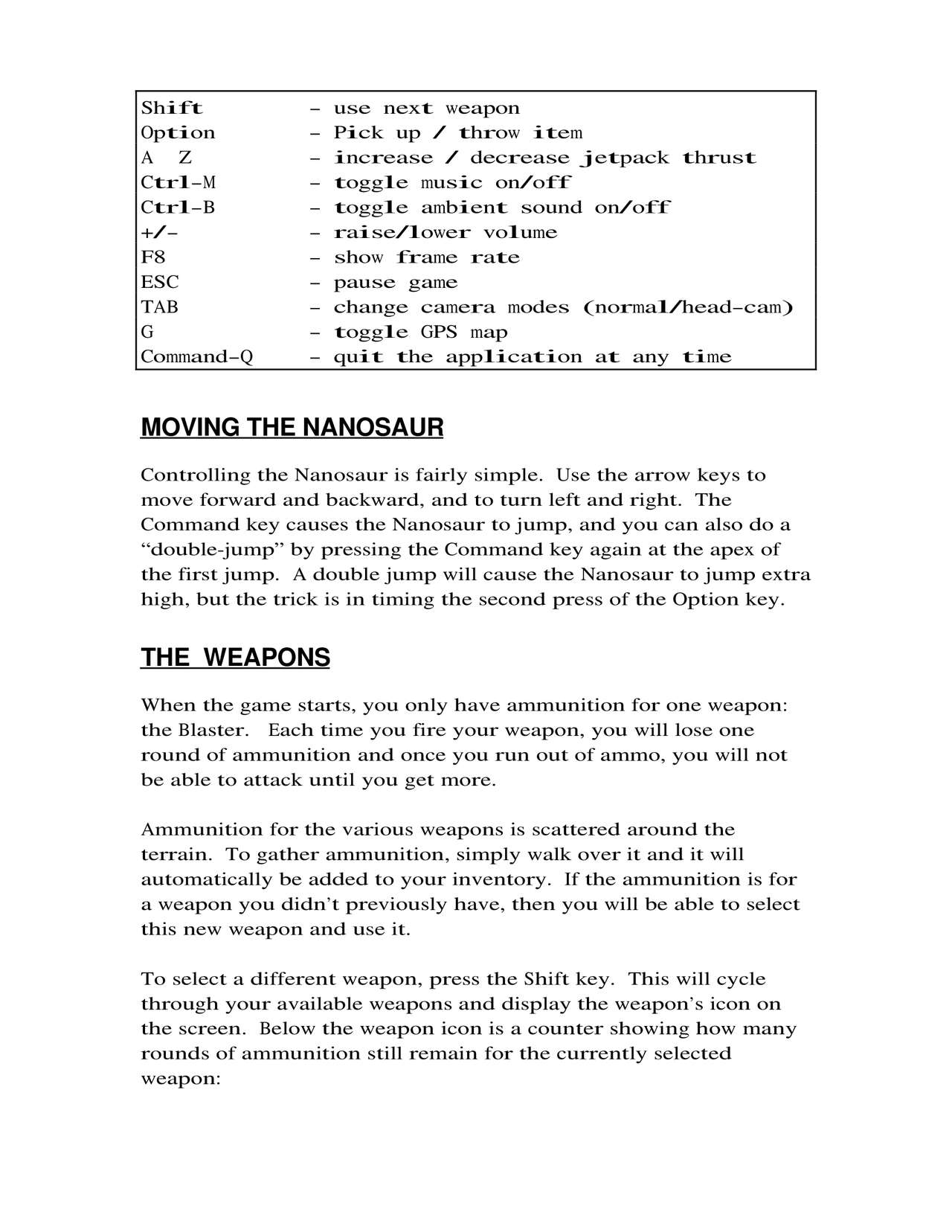 Nanosaur Manual page 3 full