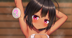 サウナで汗だくの女の子