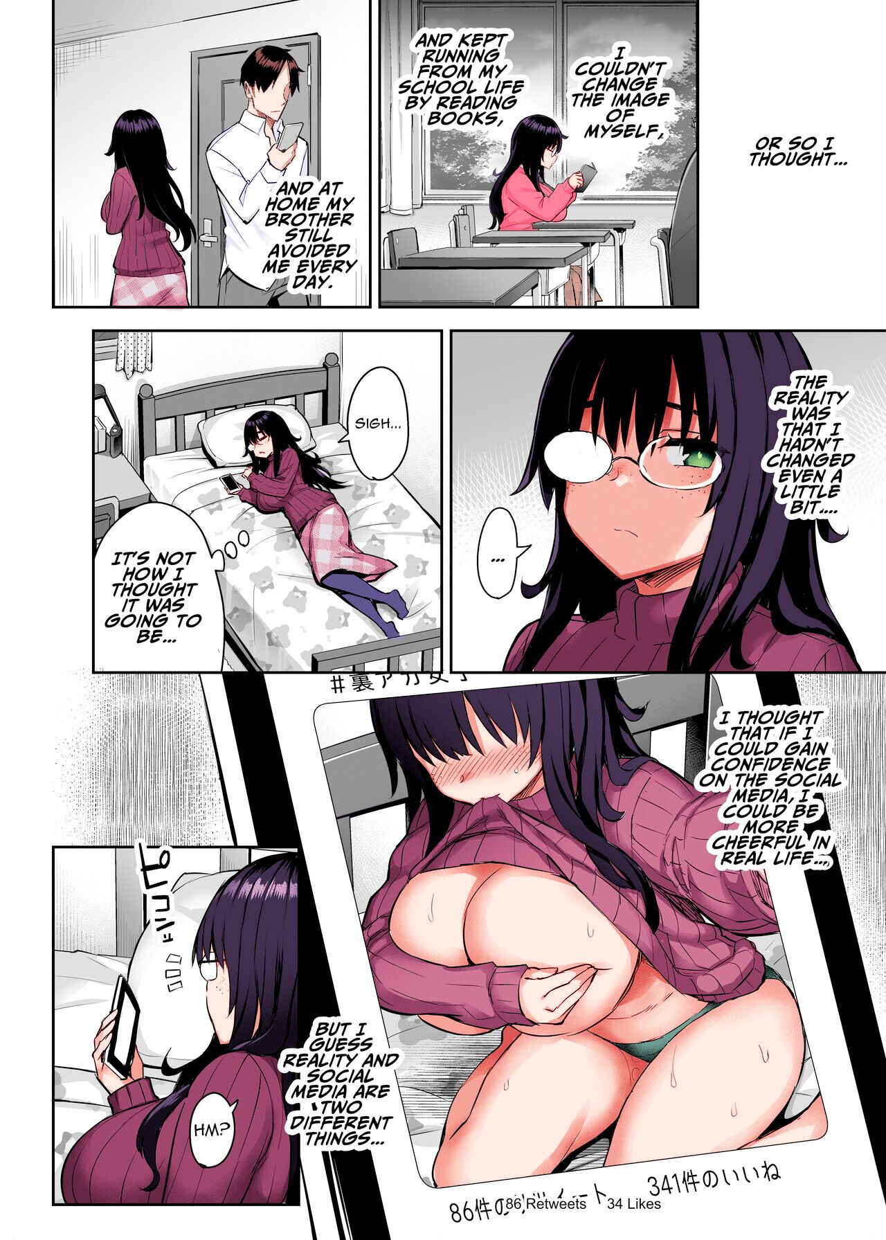 Moto InCha no Kyonyuu Yariman Imouto ga Erosugite, Onii-chan wa Mou...!! 0 ~Jimiko no Watashi ga Kawatta Riyuu~ | I Can't Handle My Former Bookworm Little Sister Now That She's a Slut! ~A Whore is Born~  C page 9 full