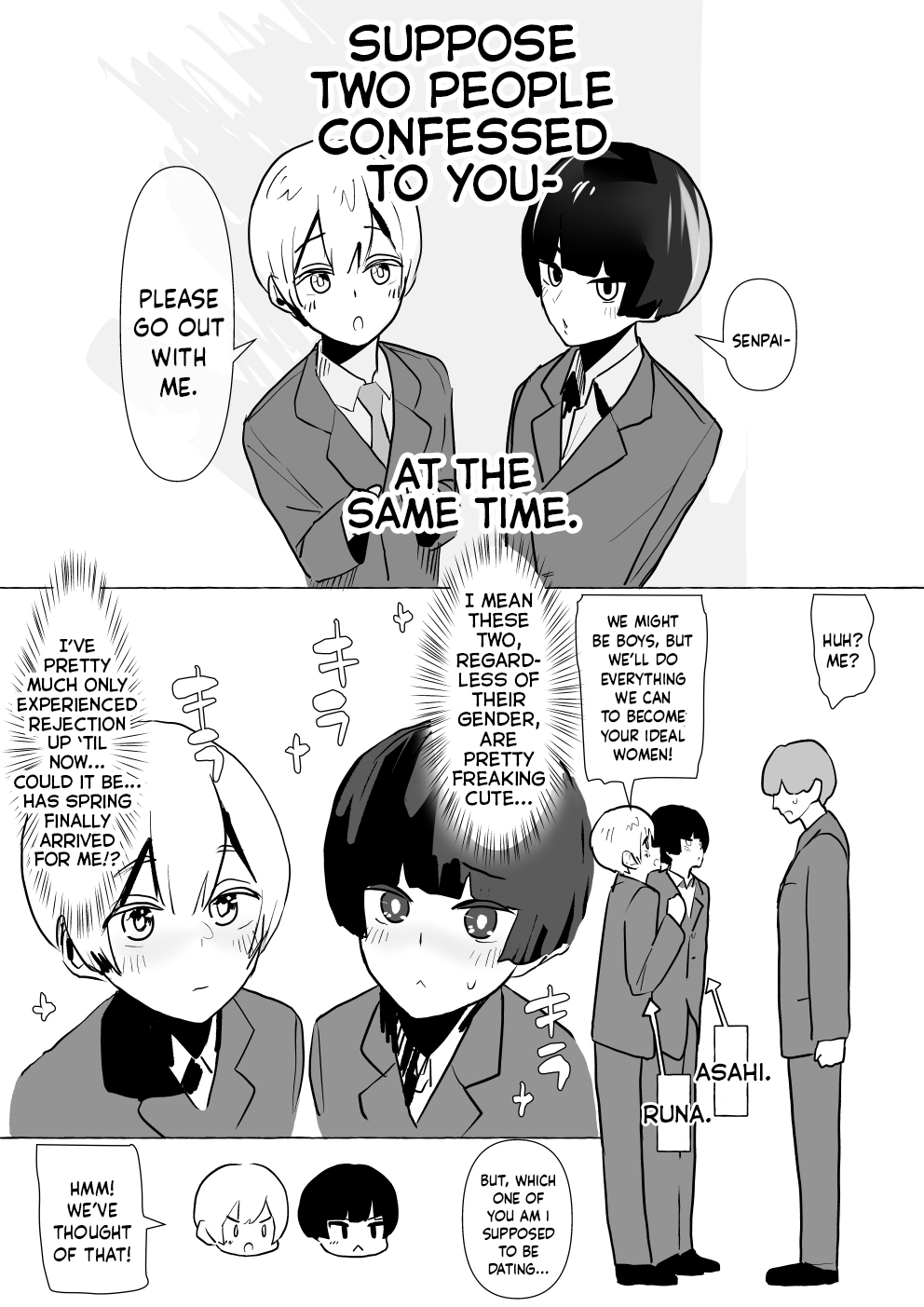 Moshi Futari kara Douji ni Kokuhaku Saretara ~Tsuki-kun Hen~ | Suppose Two People Confessed To You At The Same Time! ~Runa's Bit~ page 3 full